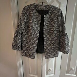 Kasper Black and White Geometric Blazer
